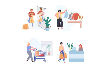 Shopping Concept Scenes Set