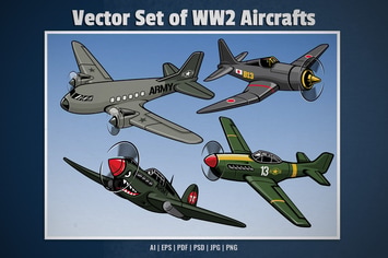 set collection of vintage military aircrafts