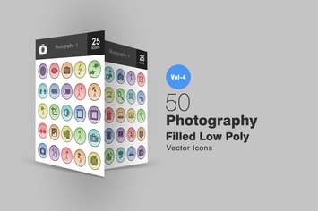 50 Photography Filled Low Poly Icons
