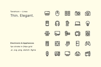Electronic & Appliances Icon Set - Linea