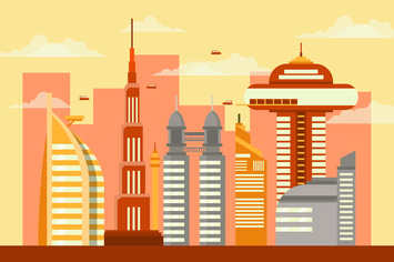 Future City - Landscape & Building Illustration