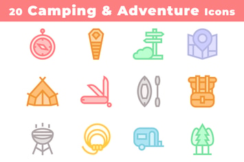 20 Camping and Adventure Icons