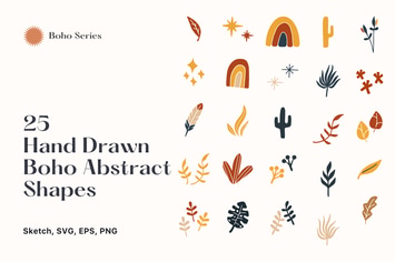 25 Hand Drawn Abstract Boho Shapes vol 6