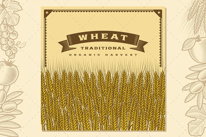 Retro Wheat Harvest Card