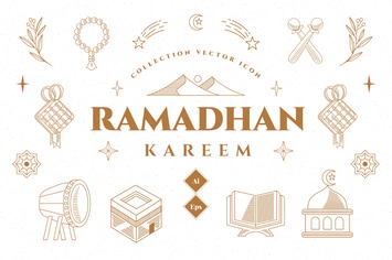Ramadhan Set Icon Illustration