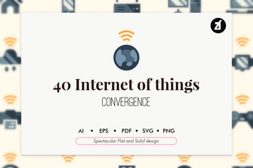 40 IOT elements in flat and solid design