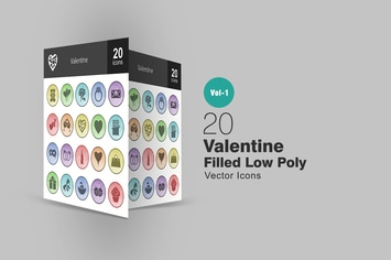 20 Valentine Filled Low Poly Icons