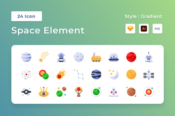 Space Element Gradient Icon Set