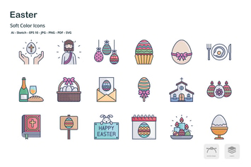 Easter soft color icons