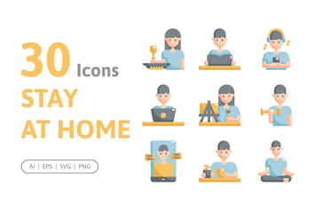 30 Stay at Home Icons