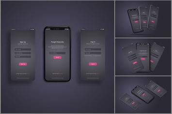 Phone screen mockup dark background