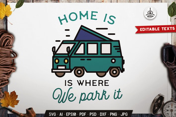 Camping RV Logo Badge Vector Travel Graphic SVG