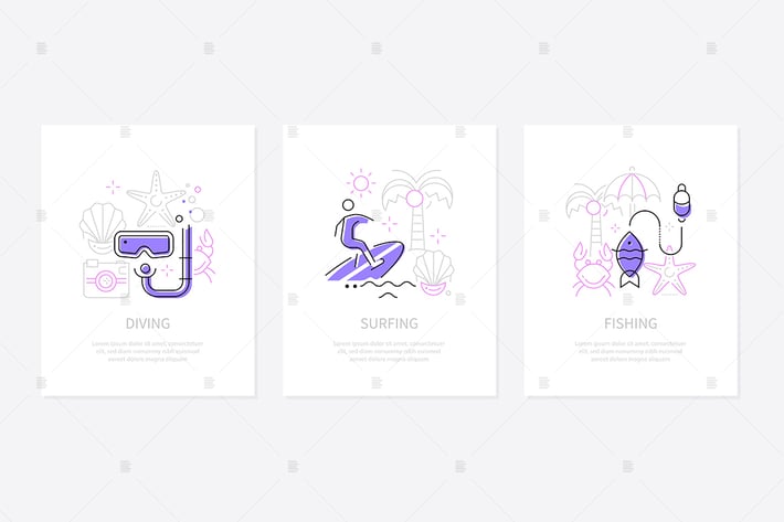 Leisure activities and sport - line banners