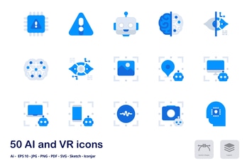 AI and VR Accent Duo Tone Flat Icons