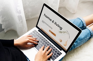 Closeup of woman using computer laptop