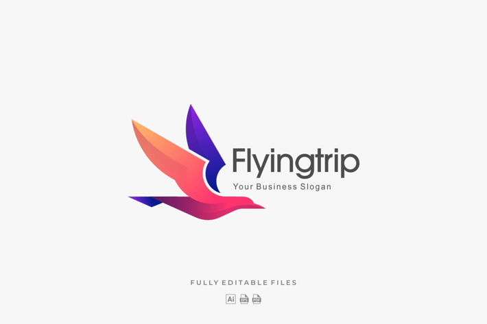 Bird Flying Gradient Colorful Logo Template