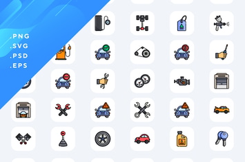 50 Car Garage Icons