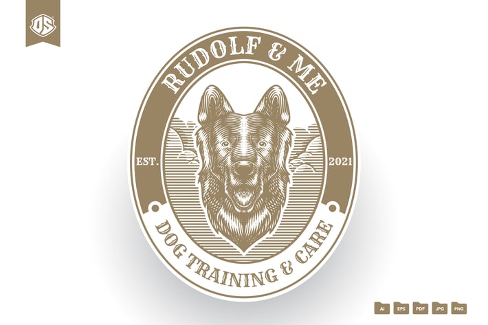 Dog Vintage Engraving Logo Template