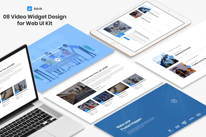 8 Videos Widget design for Web-UI Kit