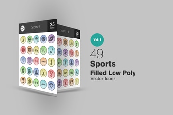 49 Sports Filled Low Poly Icons