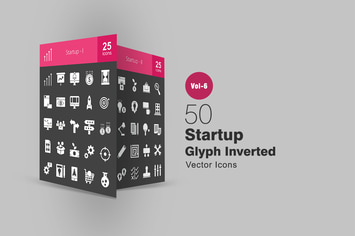 50 Startup Glyph Inverted Icons
