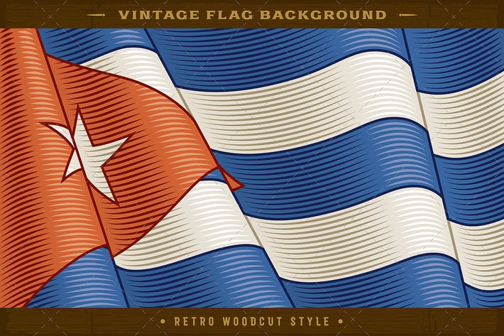 Vintage Flag Of Cuba. Close-up Background
