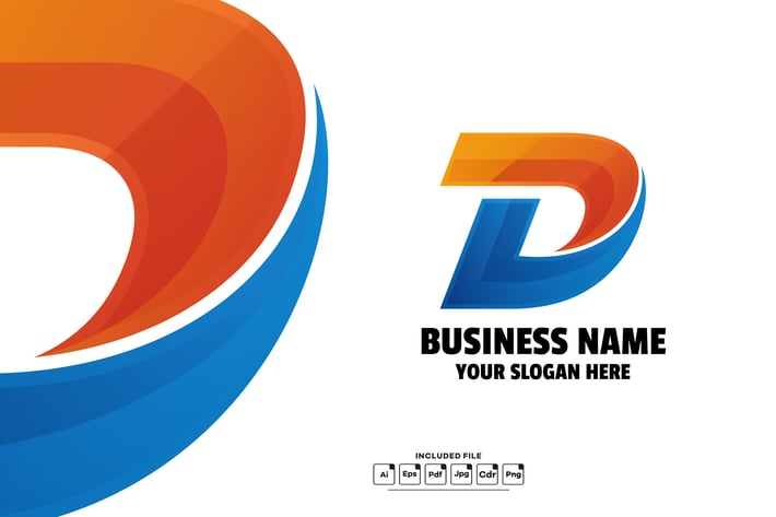 Abstract Letter D Gradient Colorful Logo Template