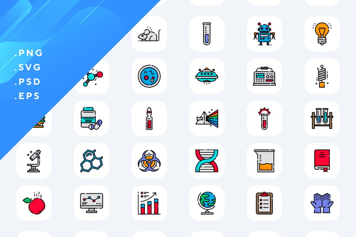 50 Research Science Icons
