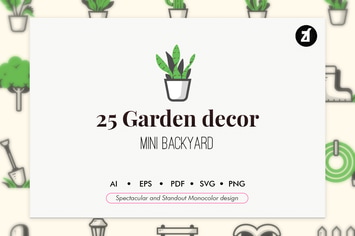 25 Garden elements in monocolor design