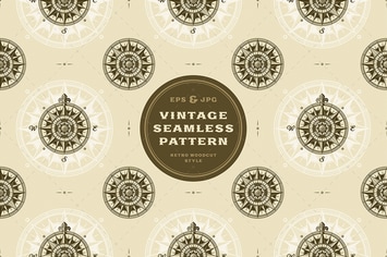 Seamless vintage medieval wind rose pattern