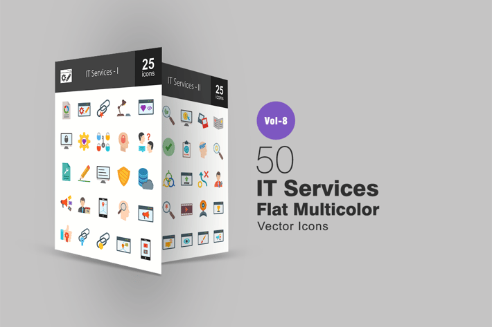 50 IT Services Flat Multi-color Icons