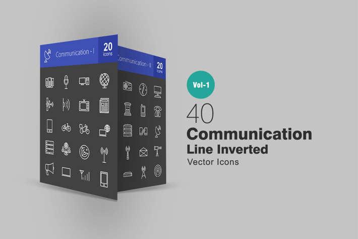 40 Communication Line Inverted Icons