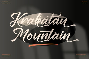 Krakatau Mountain Modern Script