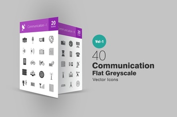 40 Communication Greyscale Icons