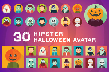 Hipster Halloween Avatar Icons