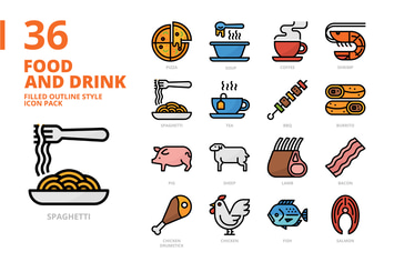 Food Filled Outline Icon Set