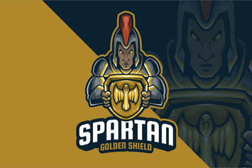 Spartan Golden Shield Mascot Logo