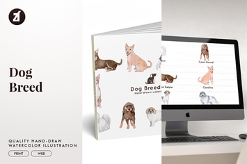 Dog Breed hand-drawn illustration