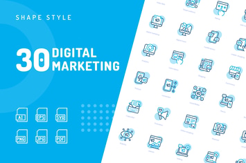 Digital Marketing Shape Icons