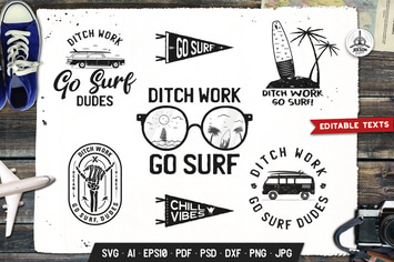 Surfing Retro Logos Designs, Beach TShirt Prints