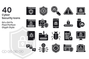40 Cyber Security Icons set - Glyph