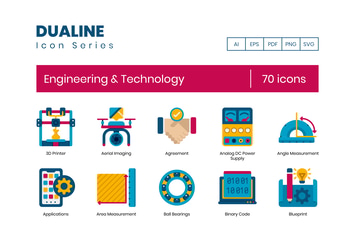 70 Engineering & Technology Flat Icons