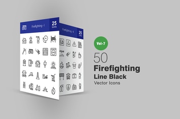 50 Firefighting Line Icons
