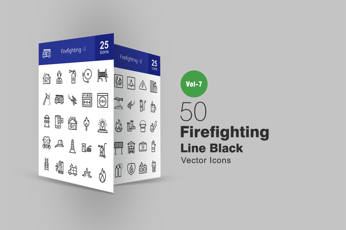 50 Firefighting Line Icons