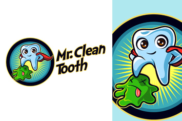 Mr. Clean Tooth - Dentist Tooth Mascot Logo