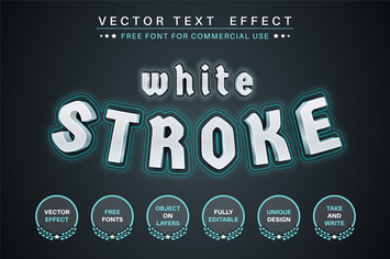 White stroke - editable text effect,  font style