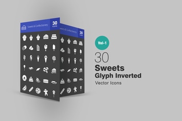 30 Sweets & Confectionery Glyph Inverted Icons