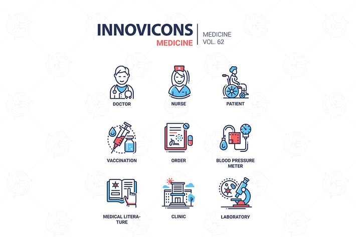 Medicine - colorful line design icons set
