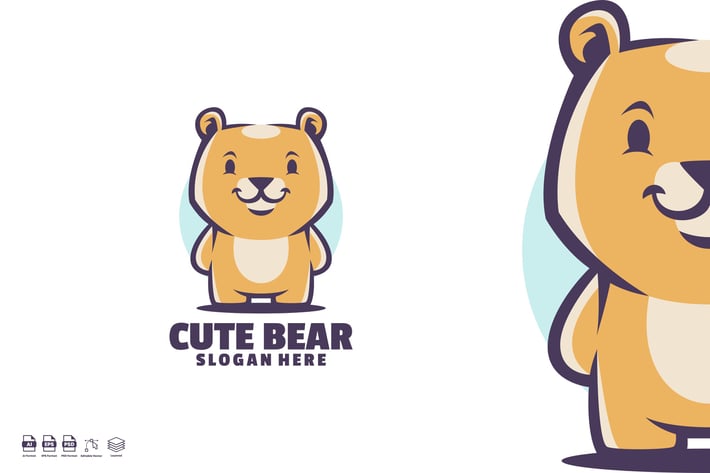cute bear logo template