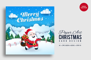 Merry Christmas Square Vector Card Vol.9